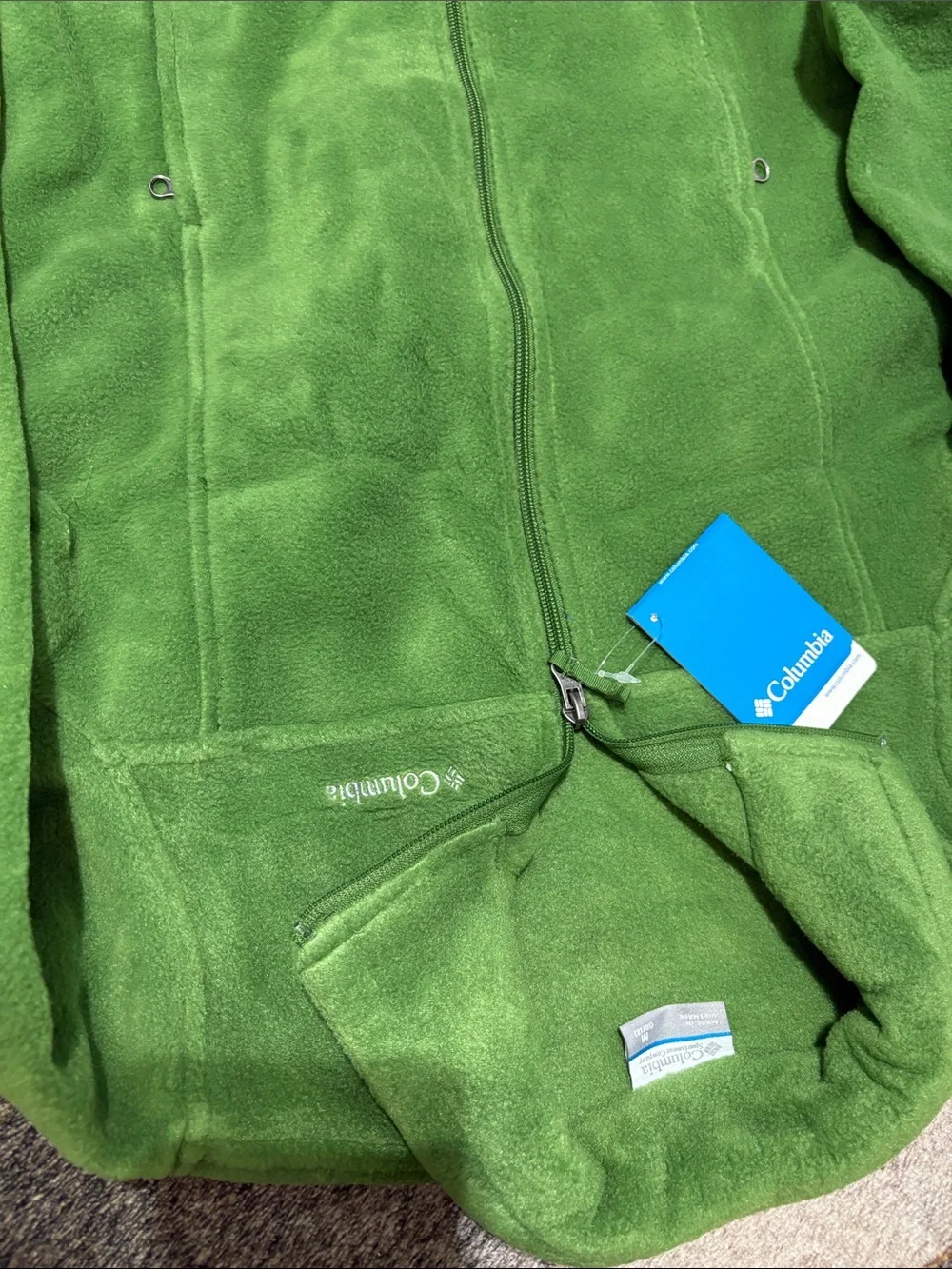 New Columbia green, full zip, fleece jacket, boys